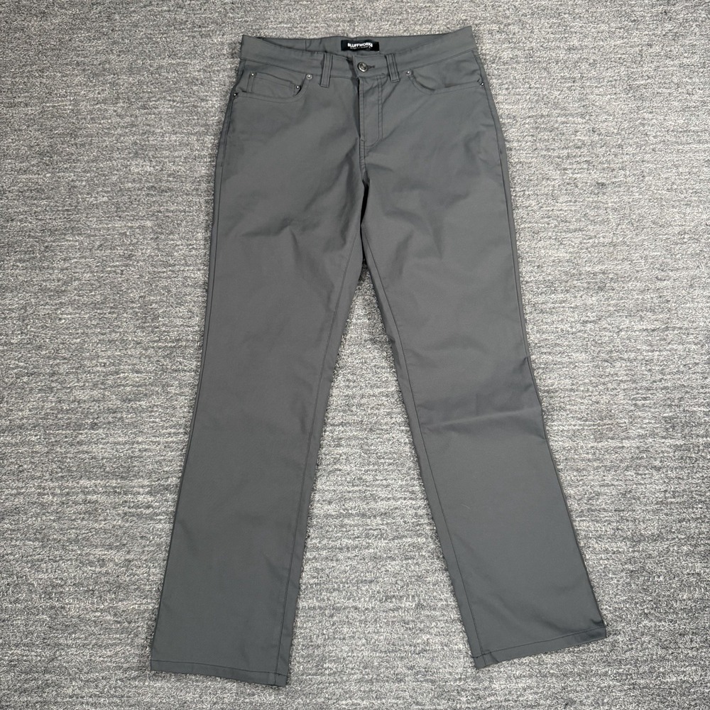 Bluffworks Ascender Pants Mens 30x30 Gray Regular Fit Travel Chino Commuter